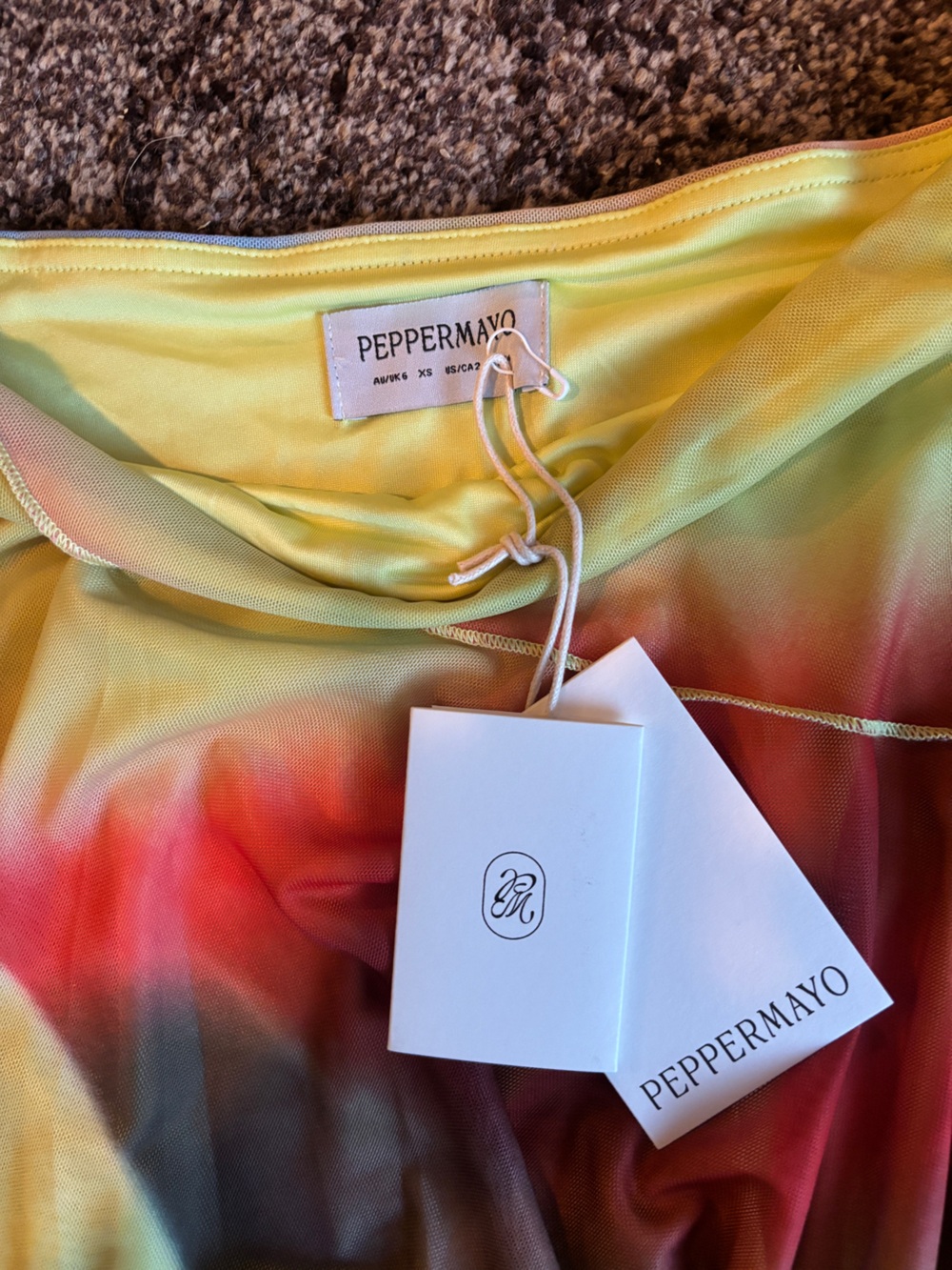 Peppermayo Yellow Red Blue Gradient Asymmetrical Handkerchief Skirt - Picture 4 of 7
